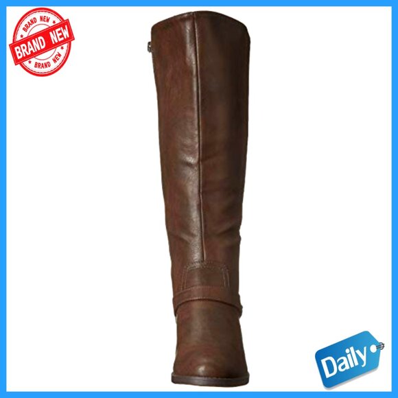 Women's Block Heel Boots with Strap Detailing, Wide Calf Fit, Zipper - Picture 2 of 7